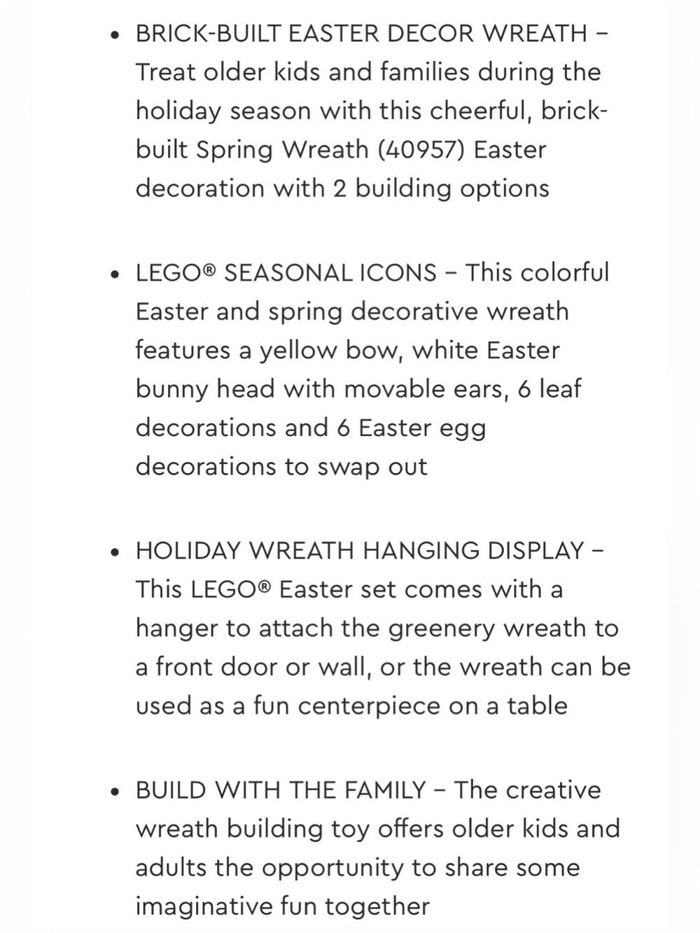 Lego Spring Wreath with White Bunny and Yellow Bow - Picture 12 of 12